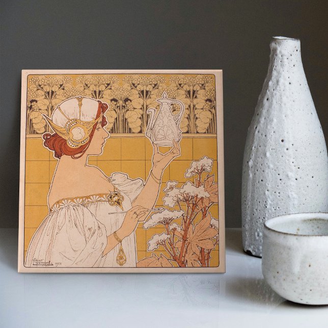 Henri Privat-Livemont Wall Decor Art nouveau Kakelplatta (Skapare uppladdad)