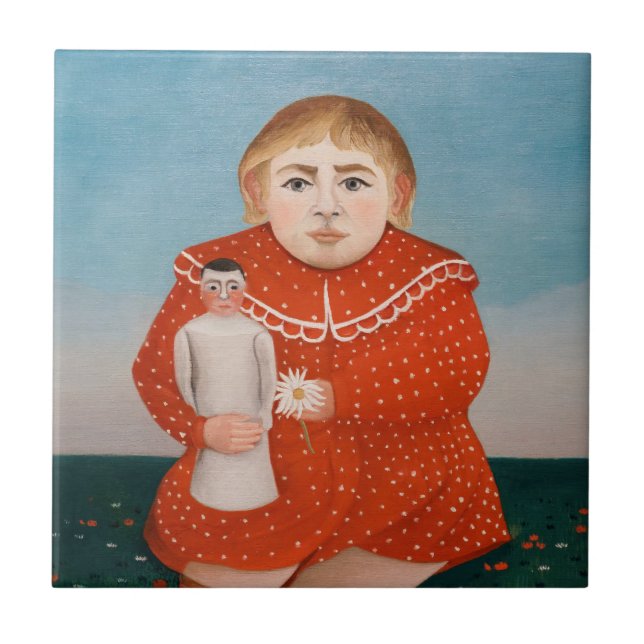 Henri Rousseau - Barn med doll Kakelplatta (Framsidan)