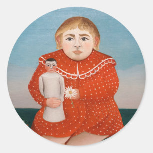 Henri Rousseau - Barn med doll Runt Klistermärke