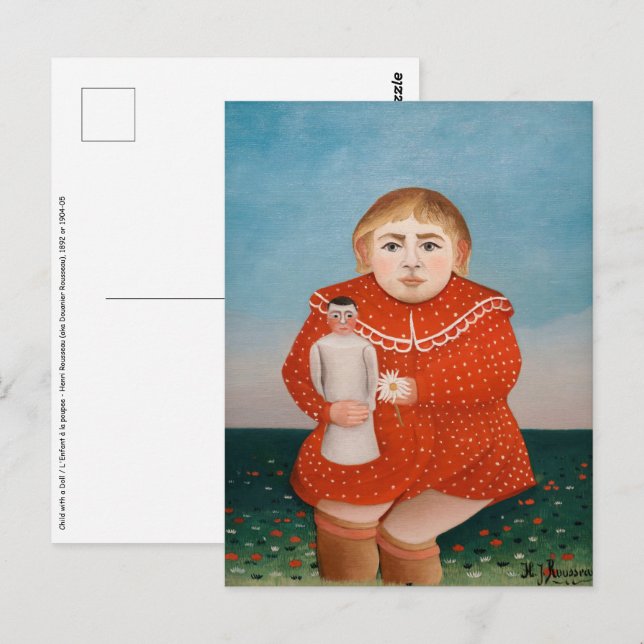 Henri Rousseau - Barn med doll Vykort (Fram/baksida)