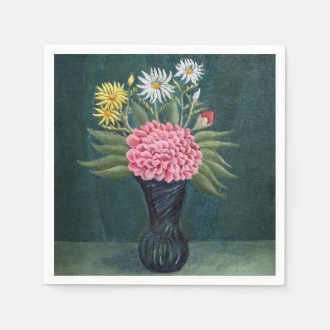 Henri Rousseau - Dalhia och tusenskönor i en vas Pappersservett (Framsidan)