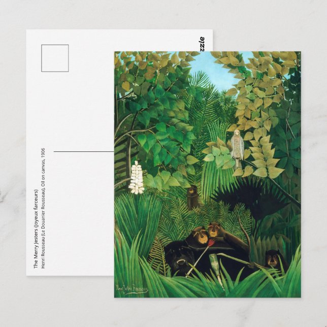 Henri Rousseau - De glada gycklarna Vykort (Fram/baksida)