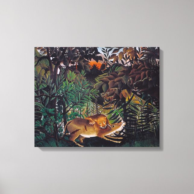 Henri Rousseau - Den hungriga lejonet Canvastryck (Framsida)