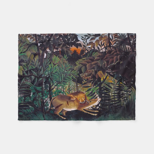 Henri Rousseau - Den hungriga lejonet Fleecefilt (Framsidan (Horisontell))