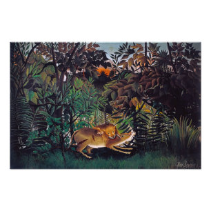 Henri Rousseau - Den hungriga lejonet Fototryck