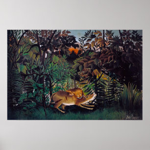 Henri Rousseau - Den hungriga lejonet Poster