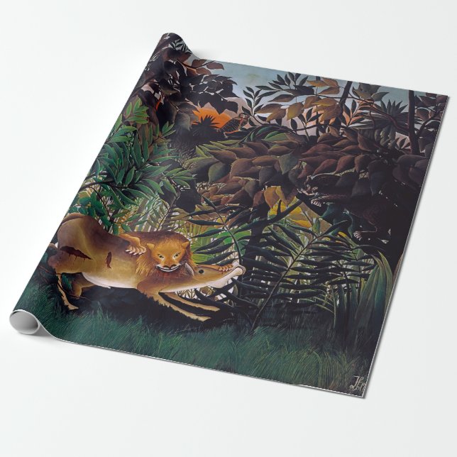 Henri Rousseau - Den hungriga lejonet Presentpapper (Utrullad)