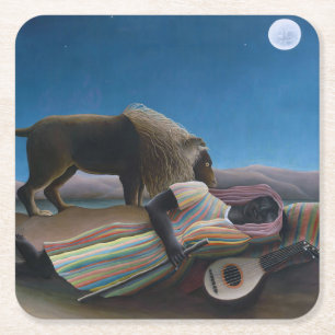 Henri Rousseau - den sovande zigenaren Underlägg Papper Kvadrat