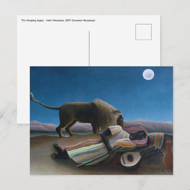 Henri Rousseau - den sovande zigenaren Vykort (Fram/baksida)