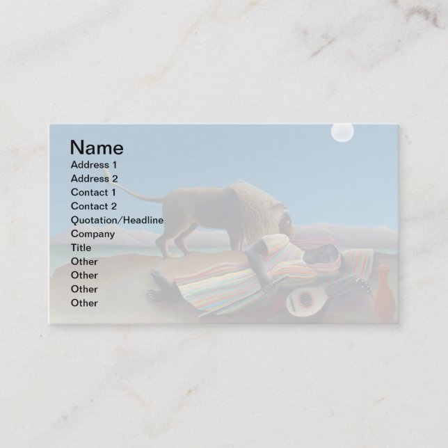 Henri Rousseau - Den sovande zigenerskan Visitkort (Framsida)