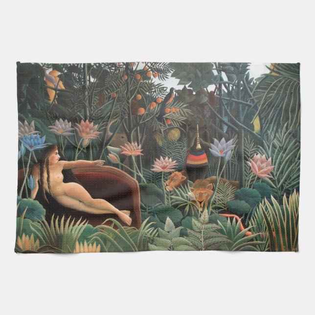 Henri Rousseau Dream Jungle Flowers Naive Art Kökshandduk (Horisontell)