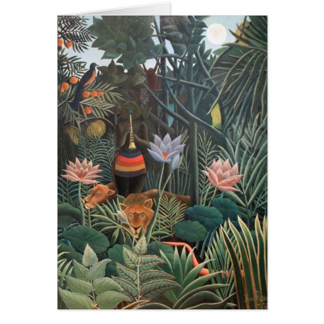Henri Rousseau Dream Jungle Flowers Surrealism Hälsningskort (Framsidan)
