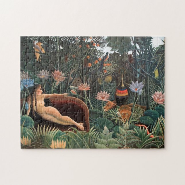 Henri Rousseau Dream Jungle Flowers Surrealism Pussel (Horisontell)