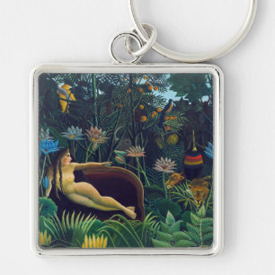 Henri Rousseau - Dream / Le Reve Fyrkantig Silverfärgad Nyckelring