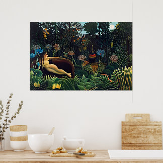Henri Rousseau Drömmen Djungel Finkonstaffisch Poster