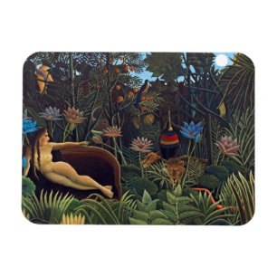 Henri Rousseau Drömmen - Djungelkvinnan med djur Magnet