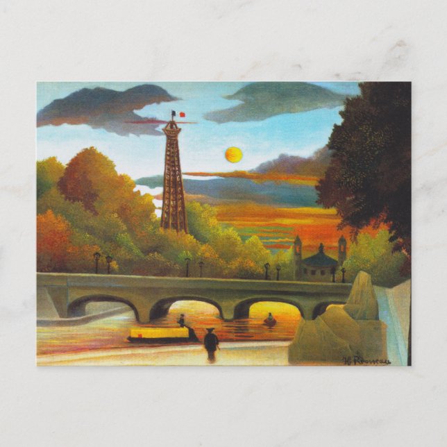 Henri Rousseau Eiffel Torn vid Sunset Postcard Vykort (Framsida)