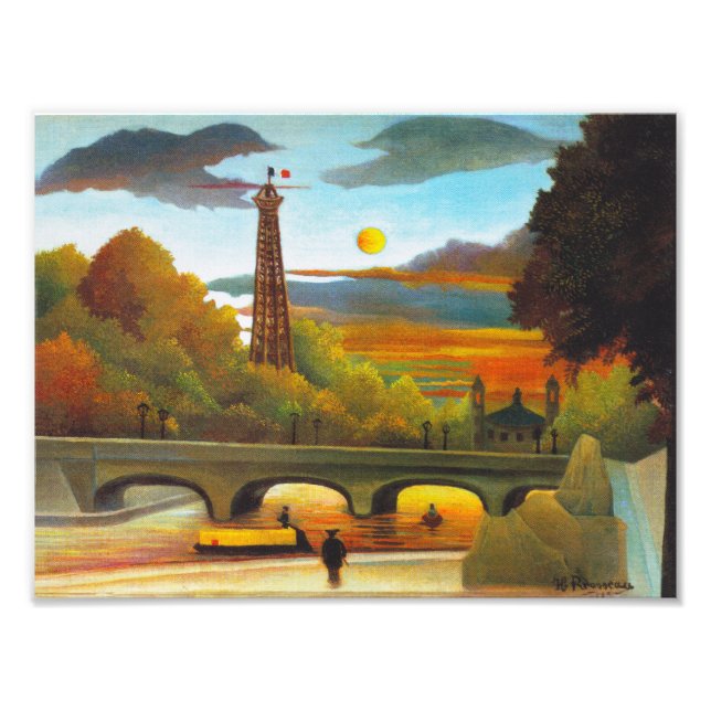 Henri Rousseau Eiffel Torn vid Sunset Print Fototryck (Framsidan)