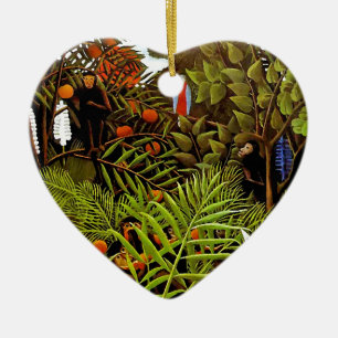 Henri Rousseau - Exotic Ligcape Jungle Art Julgransprydnad Keramik