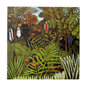 Henri Rousseau - Exotic Ligcape Jungle Art Kakelplatta