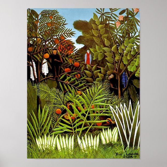 Henri Rousseau - Exotic Ligcape Jungle Art Poster (Framsidan)
