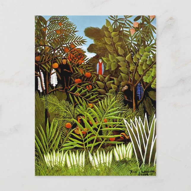 Henri Rousseau - Exotic Ligcape Jungle Art Vykort (Framsida)