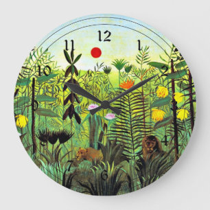 Henri Rousseau - Exotic Ligcape med Lejon Stor Klocka