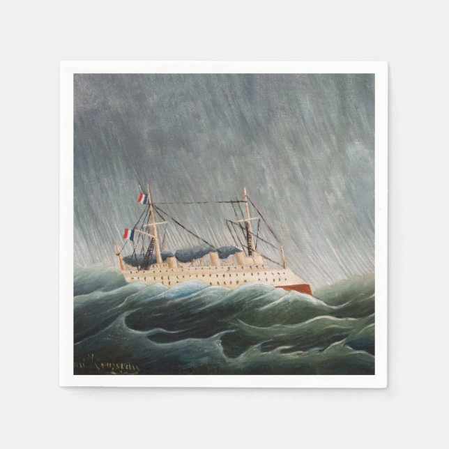 Henri Rousseau - Fartyget i stormen Pappersservett (Framsidan)