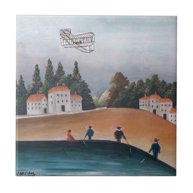Henri Rousseau - Fiskarna och flygplanet Kakelplatta (Framsidan)