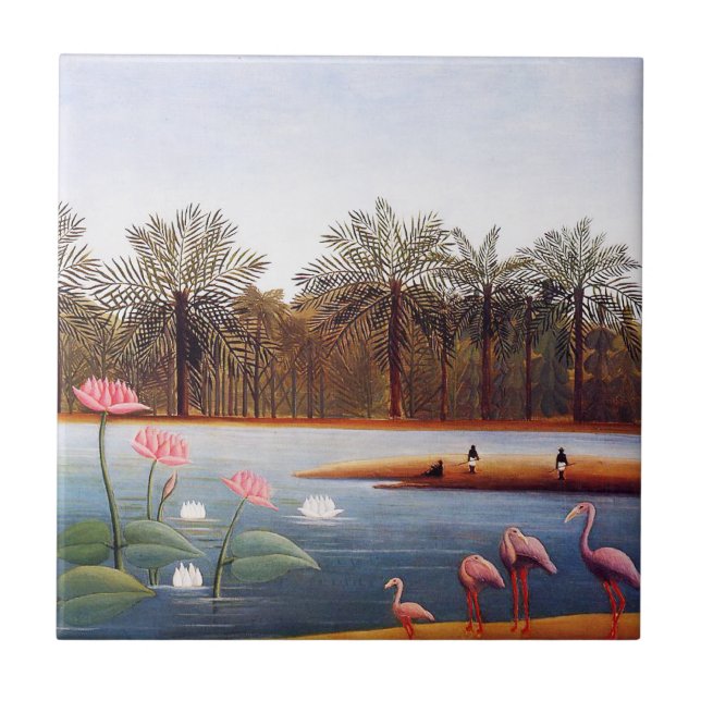 Henri Rousseau Flamingoes Tile Kakelplatta (Framsidan)