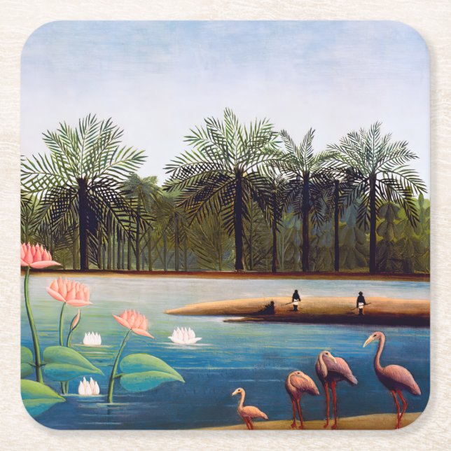 Henri Rousseau - Flamingoes Underlägg Papper Kvadrat (Framsidan)
