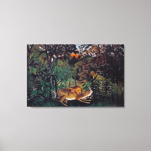 Henri Rousseau - Hungriga Lejona Canvastryck (Framsida)