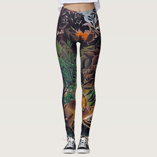 Henri Rousseau - Hungriga Lejona Leggings (Framsida)