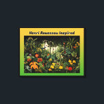 Henri Rousseau inspirerad Canvastryck<br><div class="desc">Kolla in den stiliga bilden av skogen/djungeln som inspirerats av Henri Rousseau. En Fransk i berömden är en konstnär från en borta tidsålder. En konstnär från 1800-talet var inte orolig för mindre detaljer i sin teckning. De ville se mer naturligt på sin konst i ge. Färg var också mycket viktigt...</div>