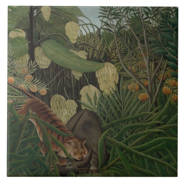 Henri Rousseau - kamp mellan tiger Kakelplatta (Framsidan)