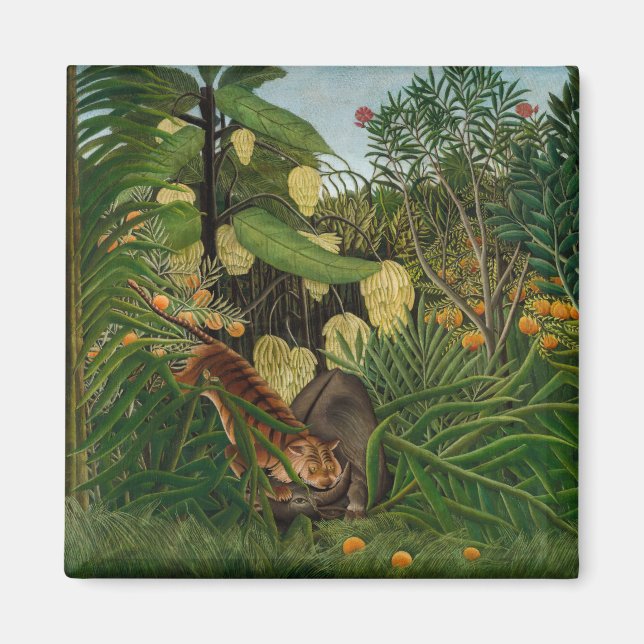 Henri Rousseau - Kamp mellan tiger och buffel Magnet (Framsidan)