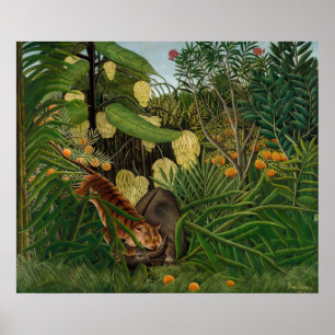 Henri Rousseau - Kamp mellan tiger och buffel Poster