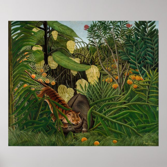 Henri Rousseau - Kamp mellan tiger och buffel Poster (Framsidan)
