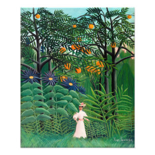 Henri Rousseau - Kvinna som går i en exotisk skog Fototryck