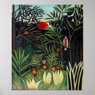 Henri Rousseau Landskap med apor botaniskt Ga Poster