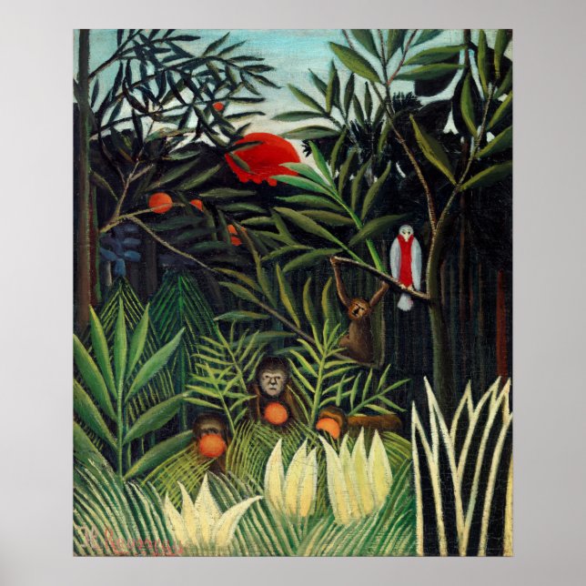 Henri Rousseau Landskap med apor botaniskt Ga Poster (Framsidan)