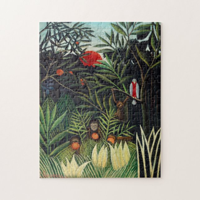 Henri Rousseau Landskap med apor botaniskt Ga Pussel (Vertikal)