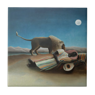 Henri Rousseau Lejon målning för romer Kakelplatta