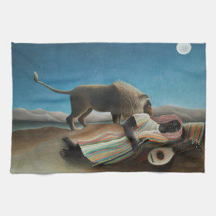 Henri Rousseau Lejon målning för romer Kökshandduk