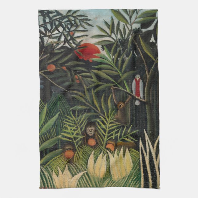 Henri Rousseau - Monkey & Parrot i Virgin Forest Kökshandduk (Vertikal)