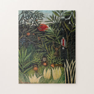 Henri Rousseau - Monkey & Parrot i Virgin Forest Pussel