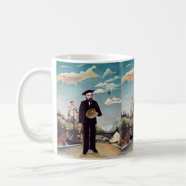 Henri Rousseau - Myself Porträtt-Ligcape Kaffemugg (Vänster)
