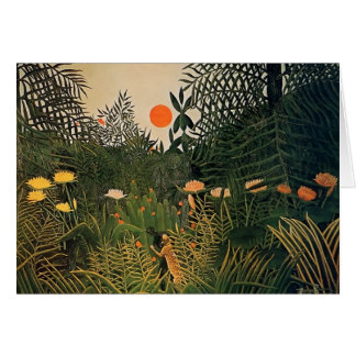Henri Rousseau- neger som anfallas av en jaguar Hälsningskort