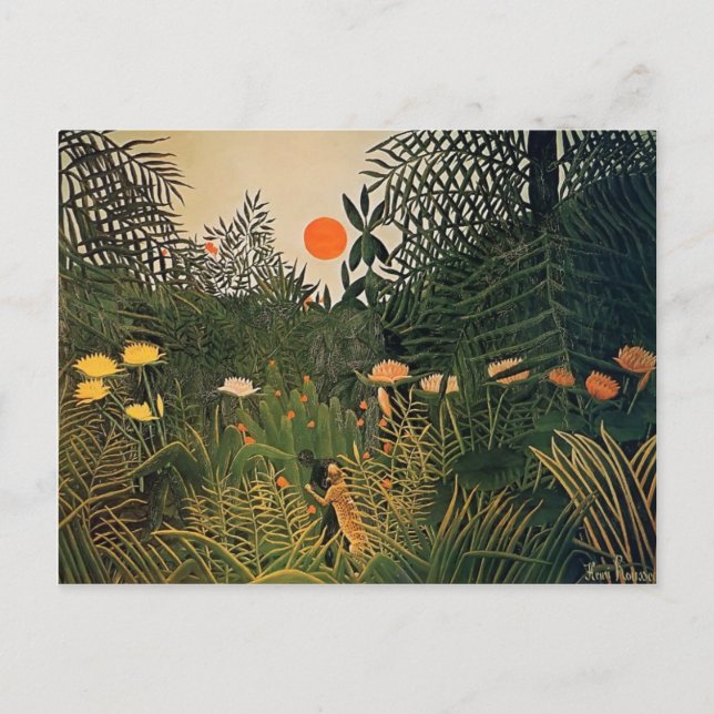 Henri Rousseau- neger som anfallas av en jaguar Vykort (Framsida)