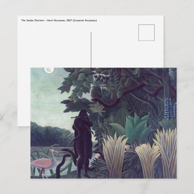 Henri Rousseau - Ormcharmen Vykort (Fram/baksida)
